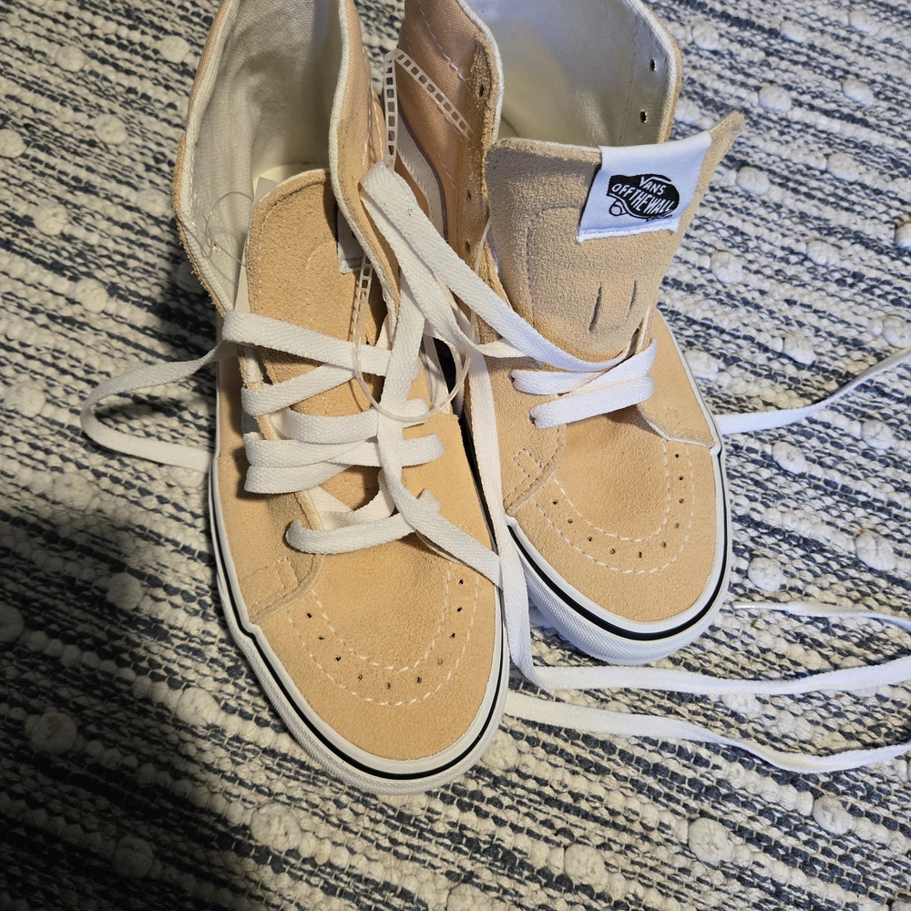 Vans High-Top Sneakers in Light Tan with White Accents